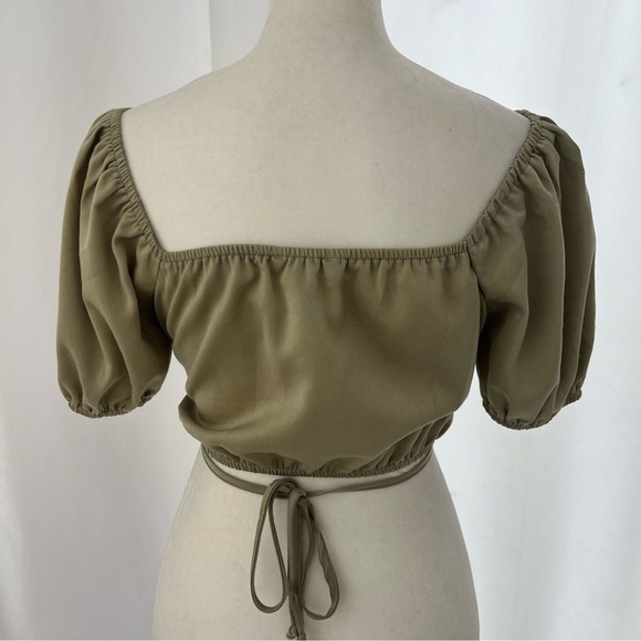 Olive Green Women's Crop Top - Picture 2 of 5